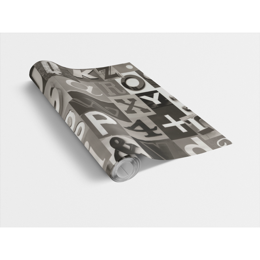 Image of ALPHA BLACK / fekete szürke betűk 45cm x 15m öntapadós tapéta
