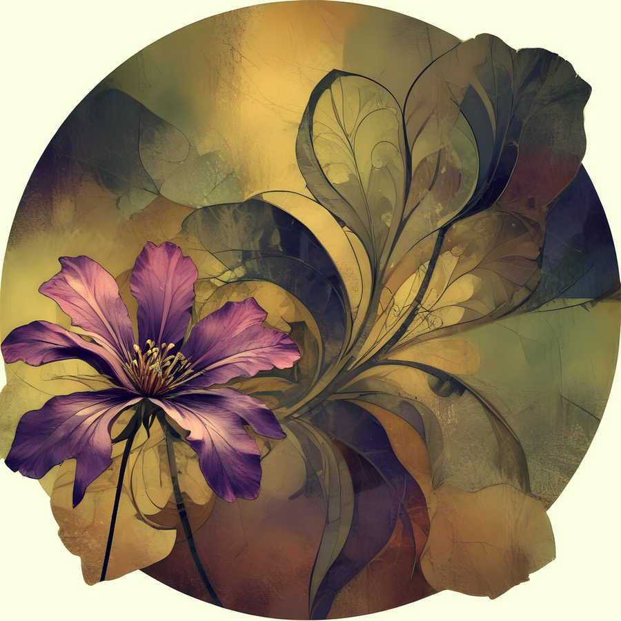 Image of Öntapadós kör alakú poszter tapéta, virágok 120x120 cm