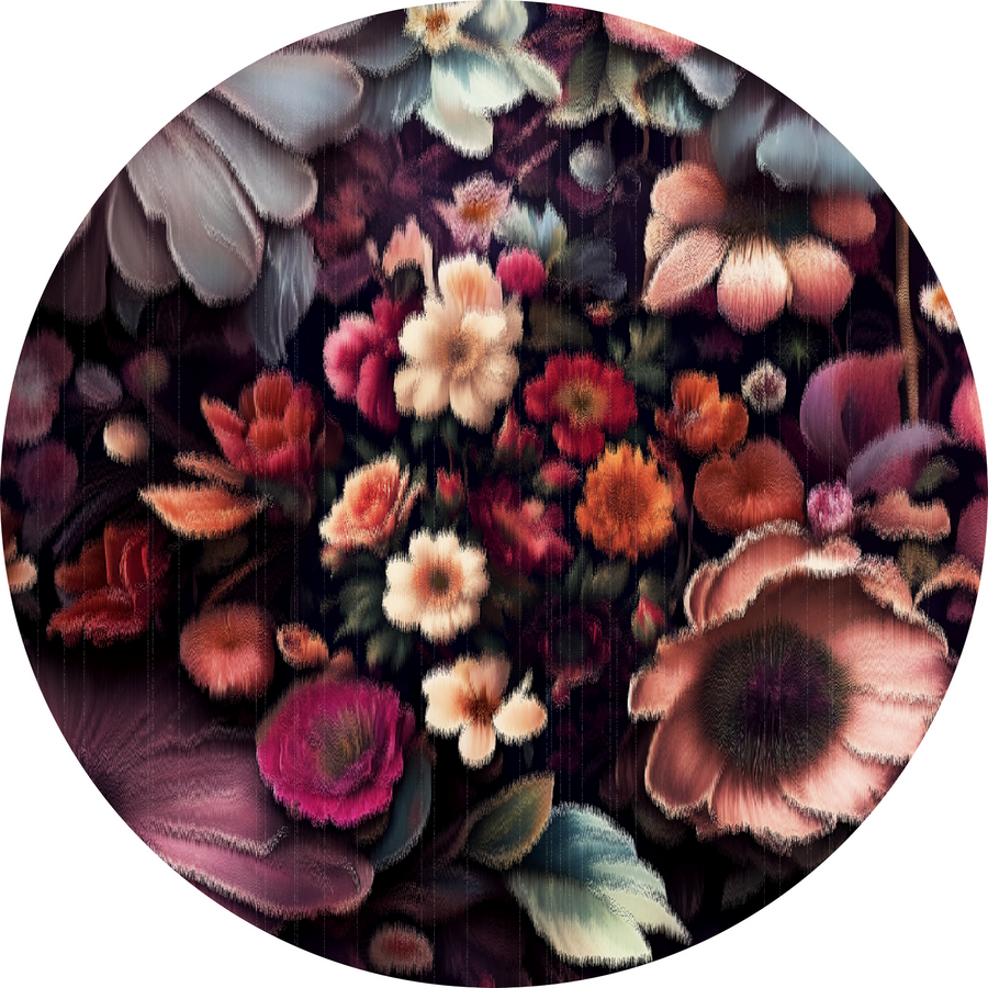 Image of Öntapadós kör alakú poszter tapéta, színes virágok, faldekor 120x120 cm